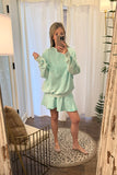 Mint Acid Wash Sweatshirt/Short Set