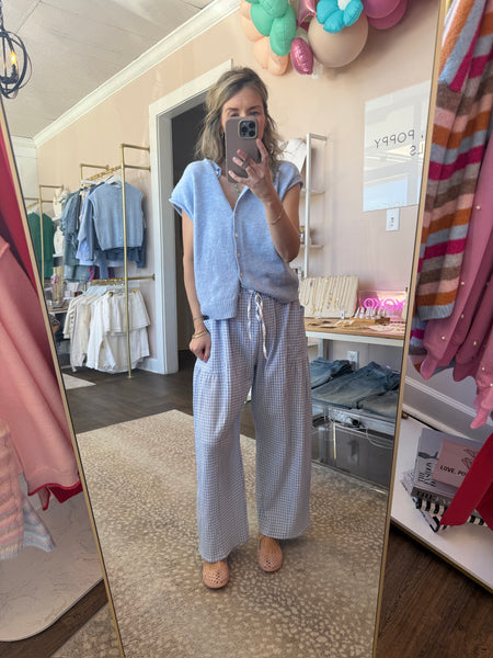 Blue Gingham Seersucker Pants