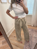 Sand Drawstring Wideleg Pants