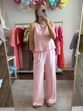 Soft Pink Sleeveless Top/Pants Set - 2pcs