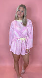 Pink Striped Rib Shorts Set - 2 pc SET