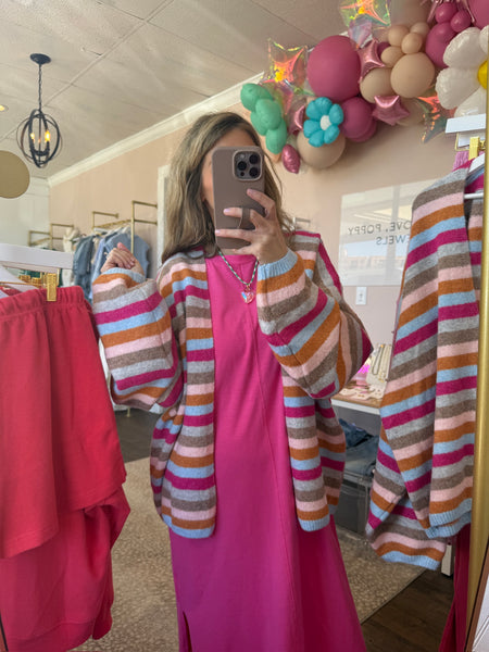 Pink Tee Maxi Dress with Center Seam