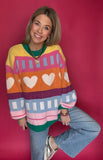 Fuzzy Heart Sweater - Pink Multi *FLASH SALE*