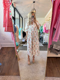 Salmon Floral Midi Dress