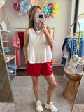 White Raw Edge Sleeveless Top