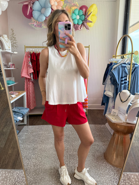 White Raw Edge Sleeveless Top