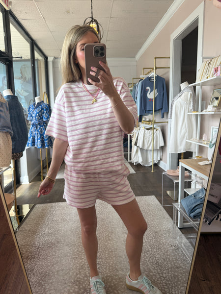 Pink Textured Knit Shorts Set - SOLD AS  SET