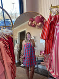 Plaid Cami Dress - cherry/blue