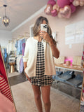Black/White Gingham Shorts Set - 2pc set