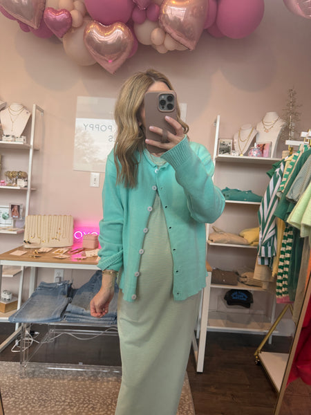 Aqua Button-Up Cardigan