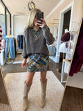Navy Patchwork Skirt
