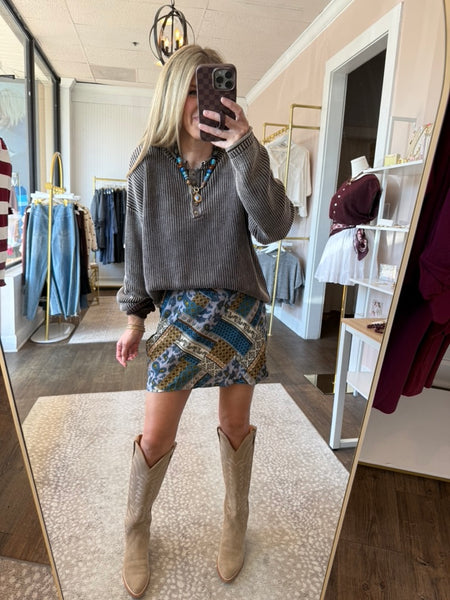 Navy Patchwork Skirt