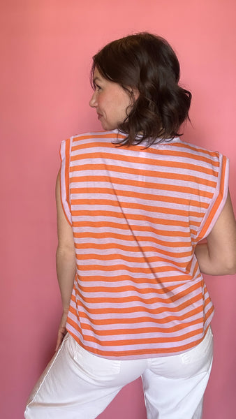 Orange Stripe Muscle Top