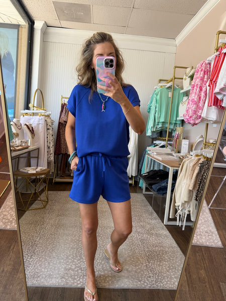 Cobalt Sleeveless Top/Shorts Set