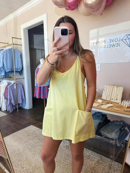 Washed Yellow Romper Dress