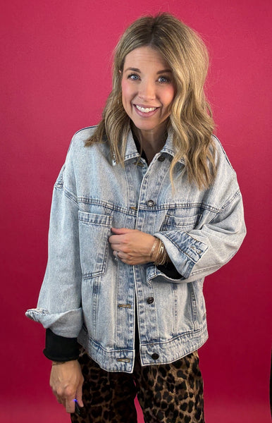 Back Pleated Jacket - Light Wash