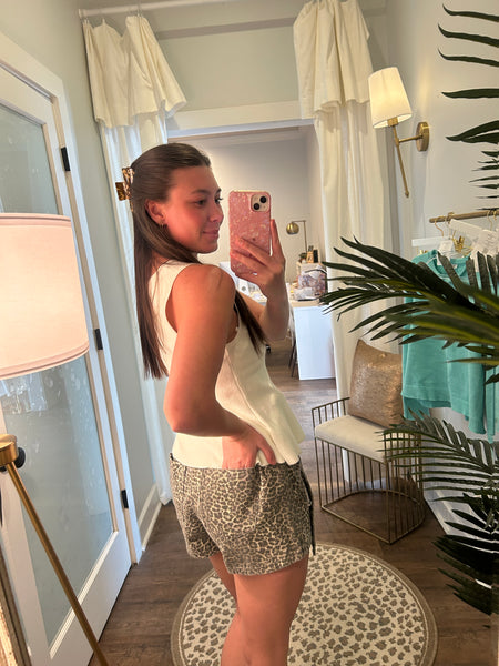 Leopard Denim Wrap Skort