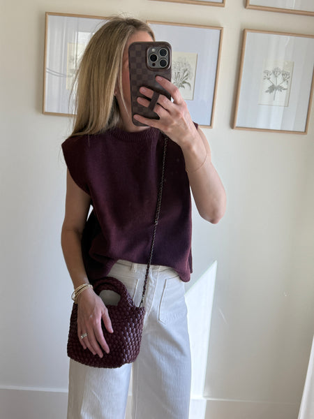 Burgundy Relaxed Knit Sweater Vest
