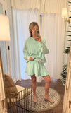 Mint Acid Wash Sweatshirt/Short Set