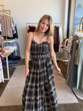 Plaid Smocked Maxi Dress