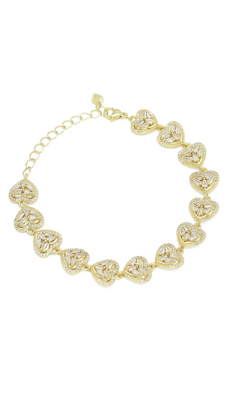 CZ Baguette Heart Bracelet