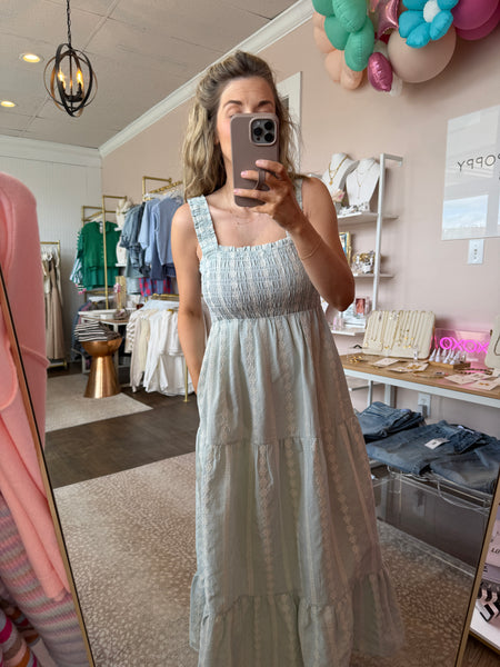 Sage Smocked Maxi Dress