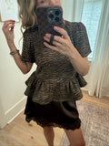 Olive Animal Print Short Sleeve Top