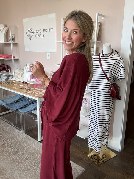 True Maroon Pants Set  - 2 pieces