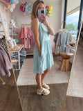 Baby Blue Sleeveless Tiered Dress