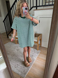 Green Stripe Pullover Tee Dress