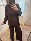 Navy & Brown Striped Pant Set - 2 pcs
