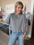 Grey Knit Short Sleeve Top