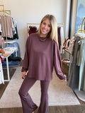 Cocoa Berry Flared Pants Set - 2 pcs