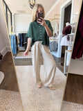 Cream Seam Detail Drawstring Pants