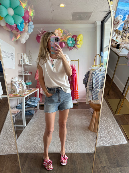 White Henley Top