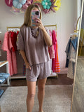 Plum Ribbed Shorts Set - 2pcs