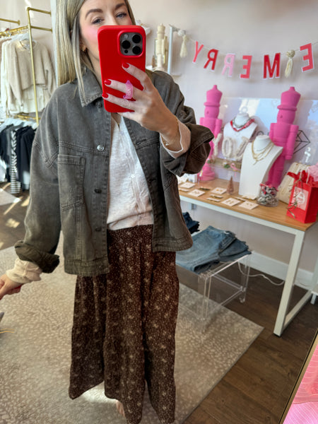 Floral tiered midi skirt - chocolate