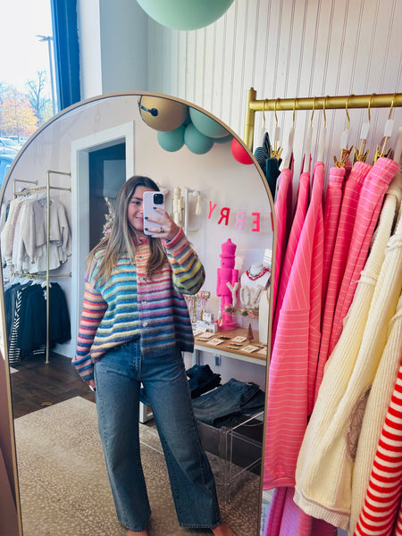 Rainbow button up sweater