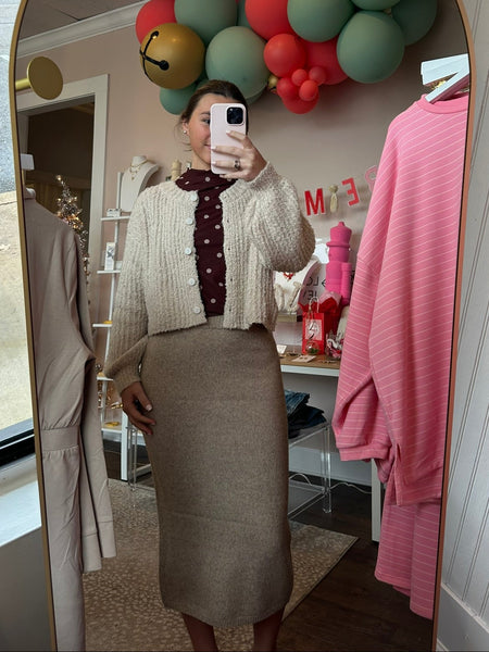 Mocha Midi Sweater Skirt- FLASH SALE
