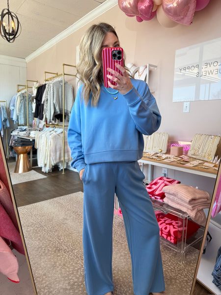 Luxe Sand Wash Rib Set - Denim blue (2pcs)