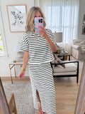 Black and White Striped Skirt Set - 2pcs