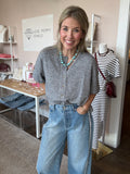 Grey Knit Short Sleeve Top