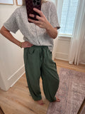 Green Striped Seam Detail Pants