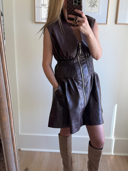 Dark Cherry Faux Leather Dress