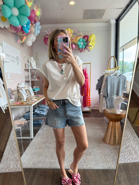 White Henley Top