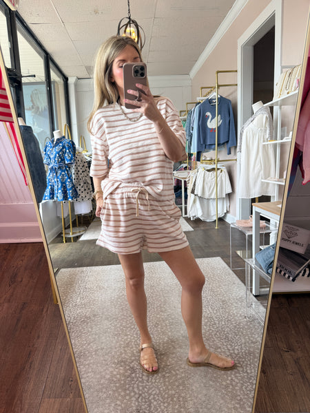 Taupe Textured Knit Shorts Set - SOLD AS SET
