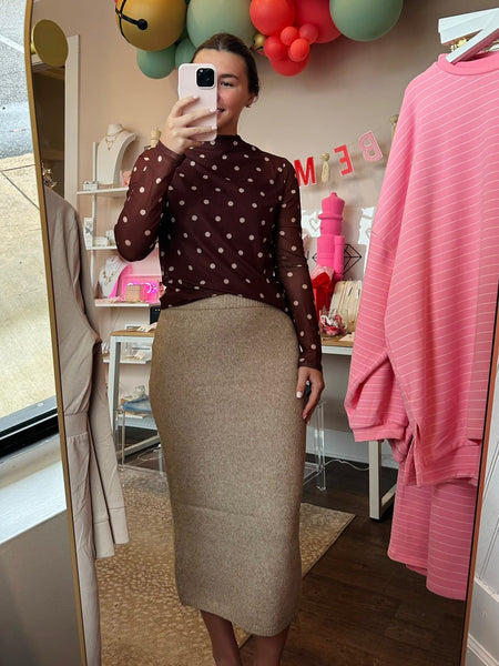 Mocha Midi Sweater Skirt- FLASH SALE
