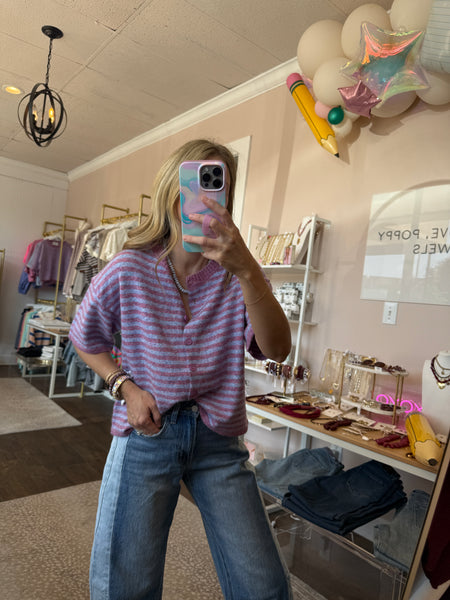 Orchid & Blue Short Sleeve Sweater