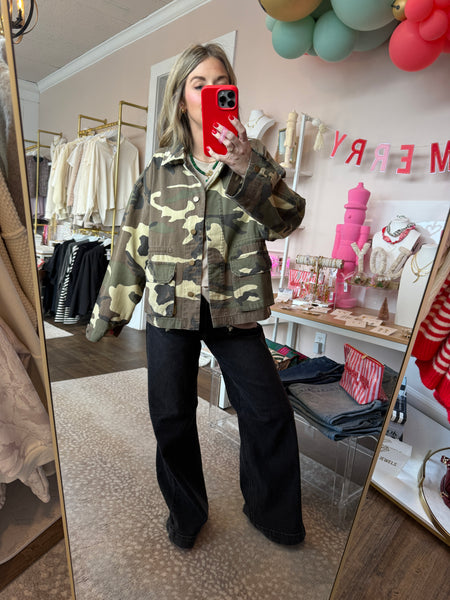 JBD Micro patch pocket wide leg - washed black