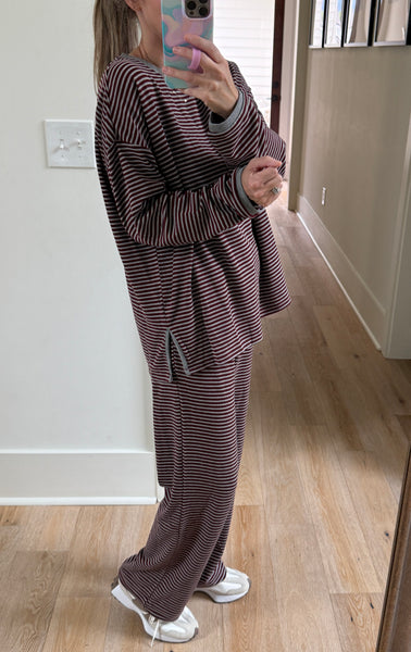 Maroon & Grey Pants Set - 2pcs